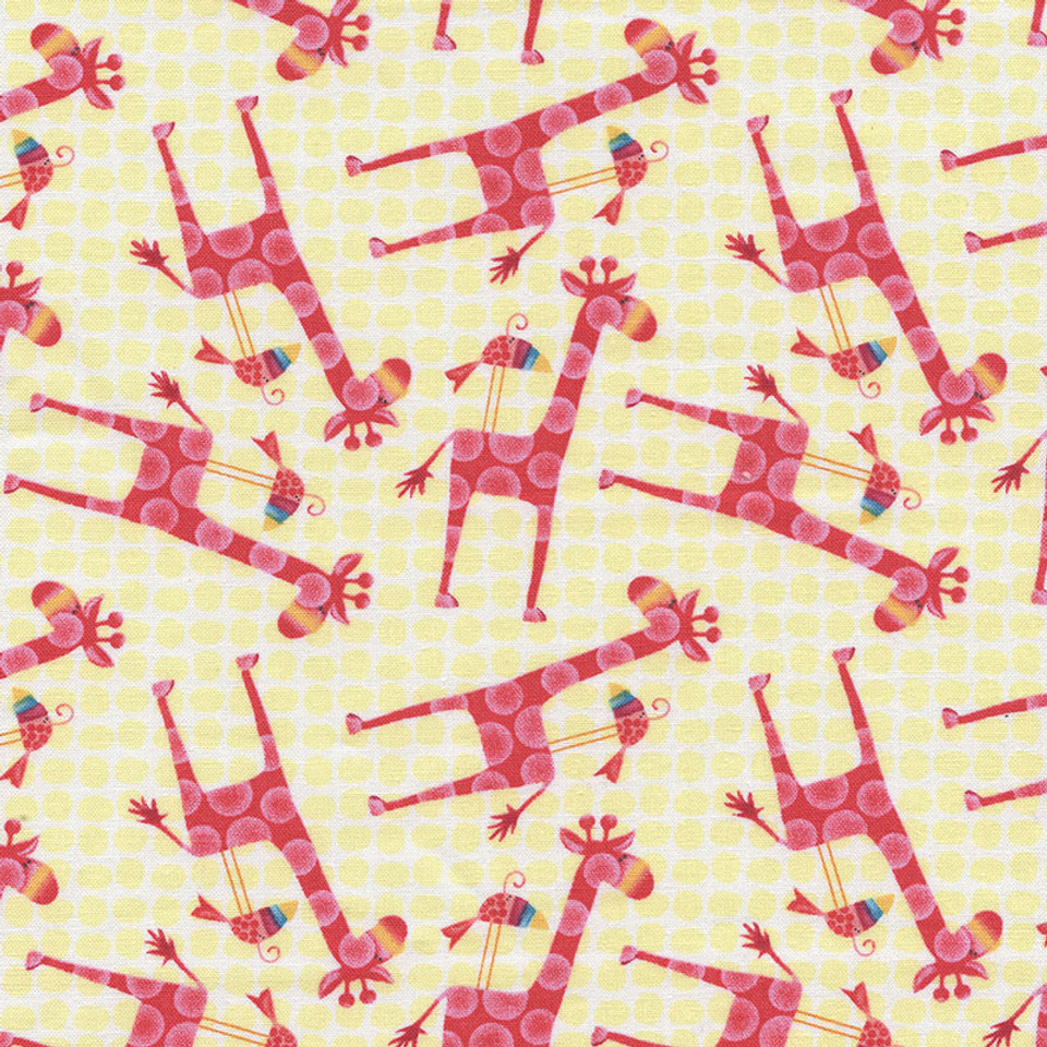 Silly Safari Giraffe's Tossed on Yellow