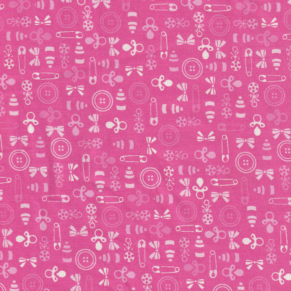 Baby Talk Pink Tone-on-Tone Baby Things Fabric