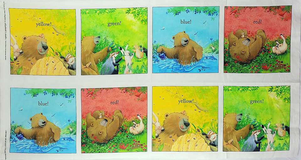 Adventures of Bear & Friends Cotton Blocks Panel by Elizabeth Studios