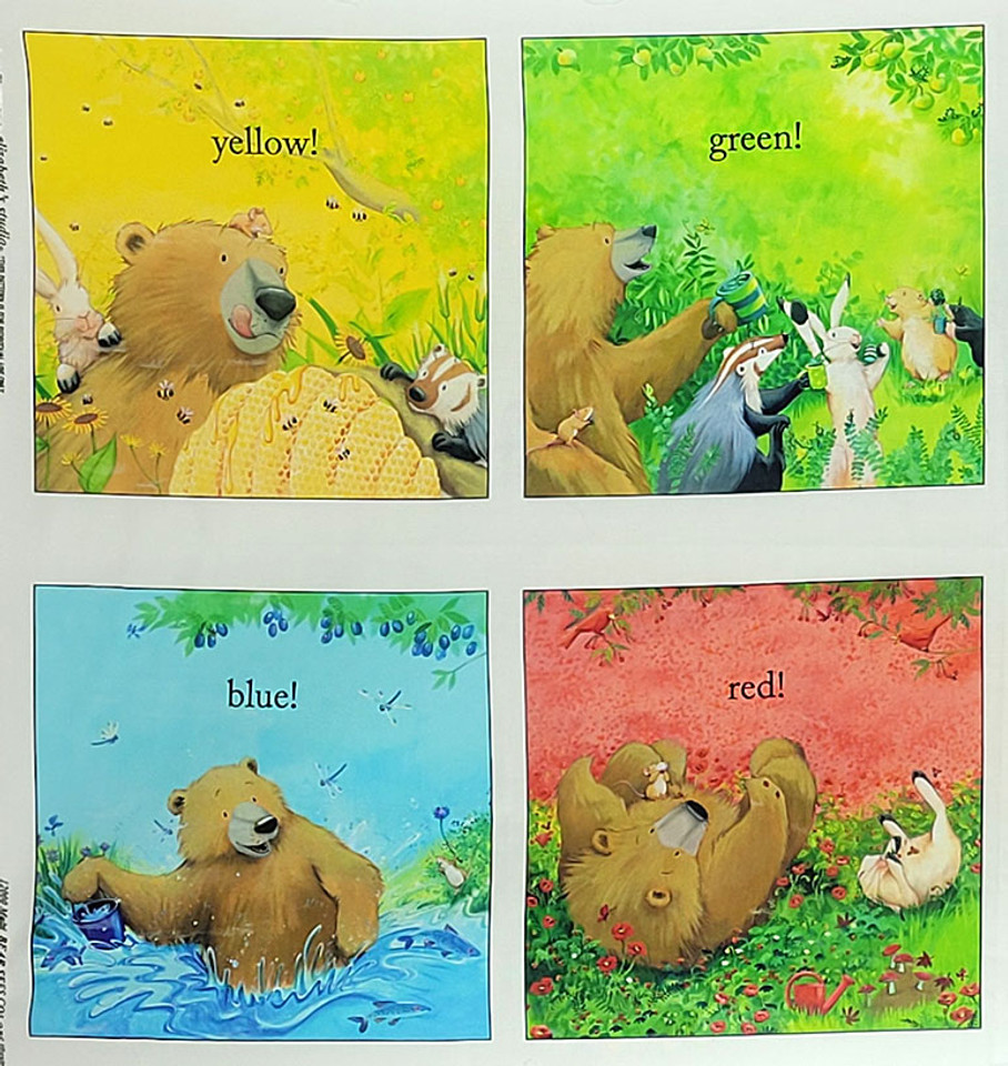 Adventures of Bear & Friends Cotton Blocks Panel by Elizabeth Studios