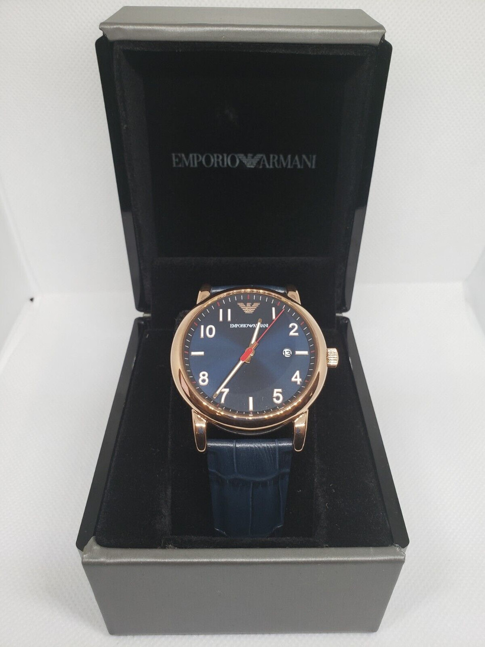 Emporio Armani AR11135 Men s Dress Calfskin Band Steel Quartz Watch