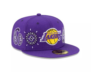 New Era Los Angeles Lakers Bandana Front 59FIFTY Hat Fitted Cap New Era Los Angeles Lakers Bandana Front 59FIFTY Hat Fitted Cap
