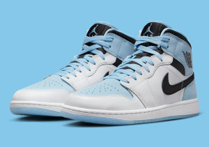 NIKE Air Jordan 1 Mid SE Men's Shoes "White/Black/Ice Blue" NIKE Air Jordan 1 Mid SE Men's Shoes "White/Black/Ice Blue"