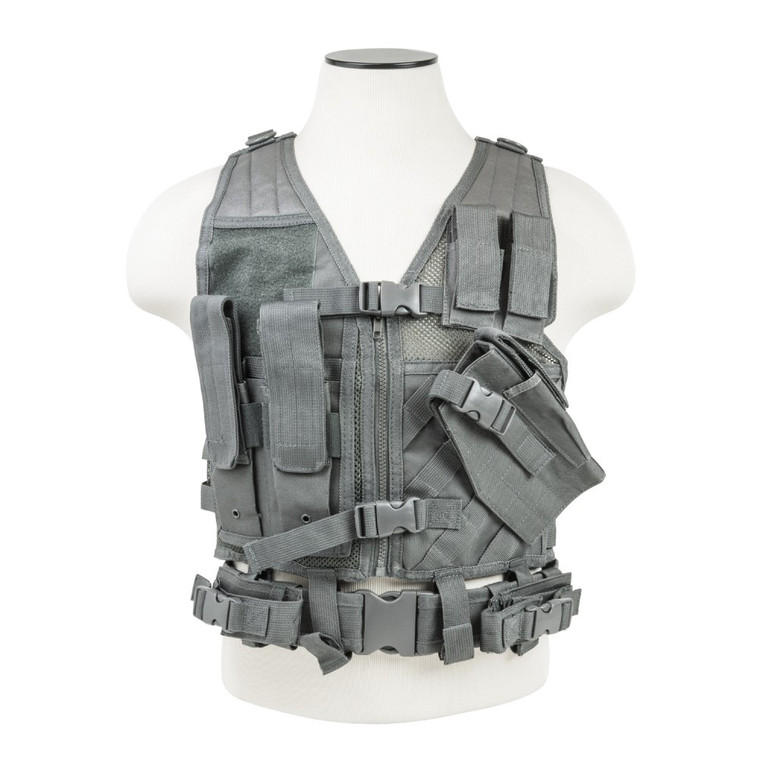 NcSTAR Heavy Duty Tactical Vest w/Holster [XSM-SM] - Urban Gray