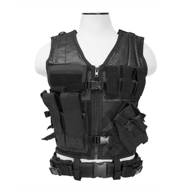 NcSTAR Heavy Duty Tactical Vest w/Holster [2XL-4XL]- Black