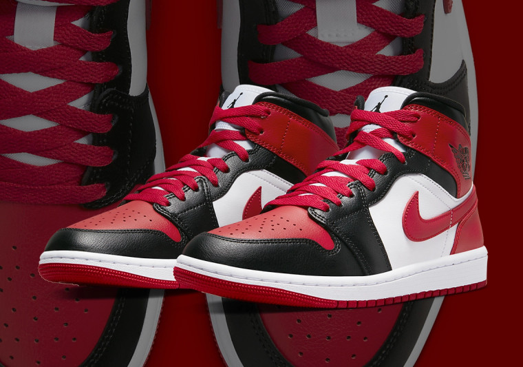 Nike Air Jordan 1 Mid Women "Black/Gym Red/White"