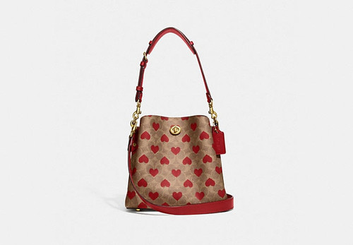 Willow Bucket Bag In Signature Canvas With Heart Print