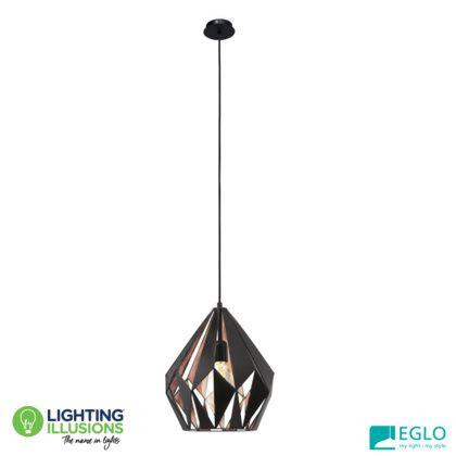 Black and Copper Eglo Carlton 1 Pendant Light