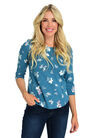 3/4 Sleeve Butterfly Printed Tee