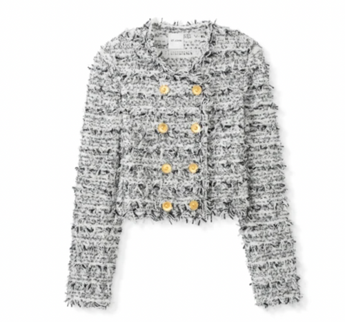 St. John Ribbon Eyelash Tweed Double Breasted Jacket