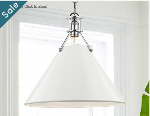 Hudson Valley Polished Nickel Pendant Light with Off White Metal Shade