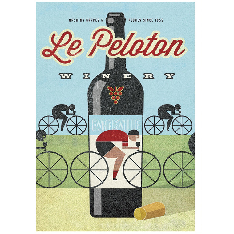 Le Peloton Winery by John Evans Vintage Bicycling Art Poster