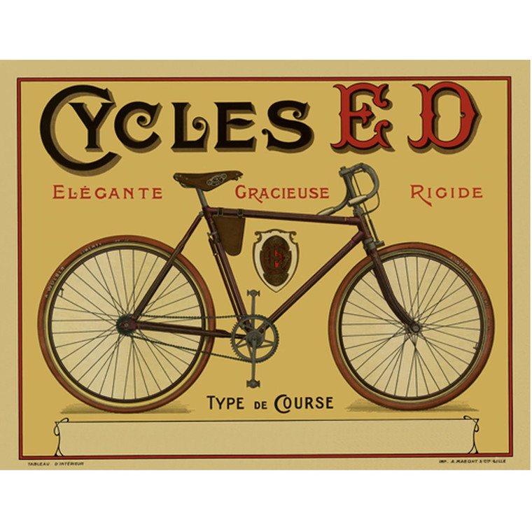 Cycles ED Cycling Poster Vintage Bicycling Art Poster BoyerCycling