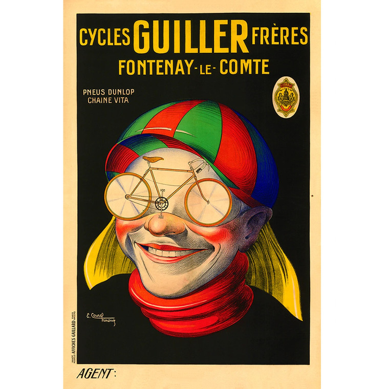 Cycles Guiller Freres Cycling Poster Vintage Bicycling Art Poster -E Courchinoux