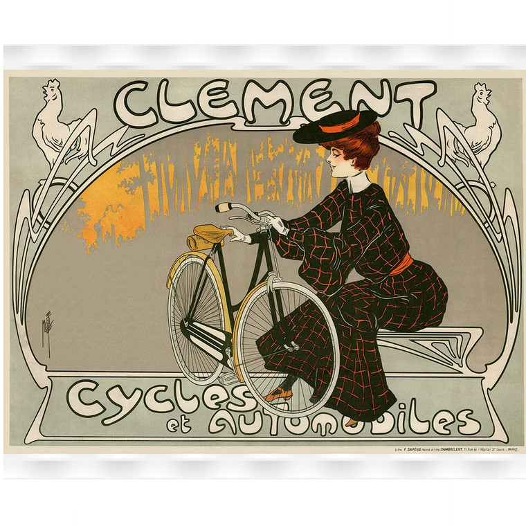 Clement Cycles Cycling Poster Vintage Bicycling Art Poster BoyerCycling