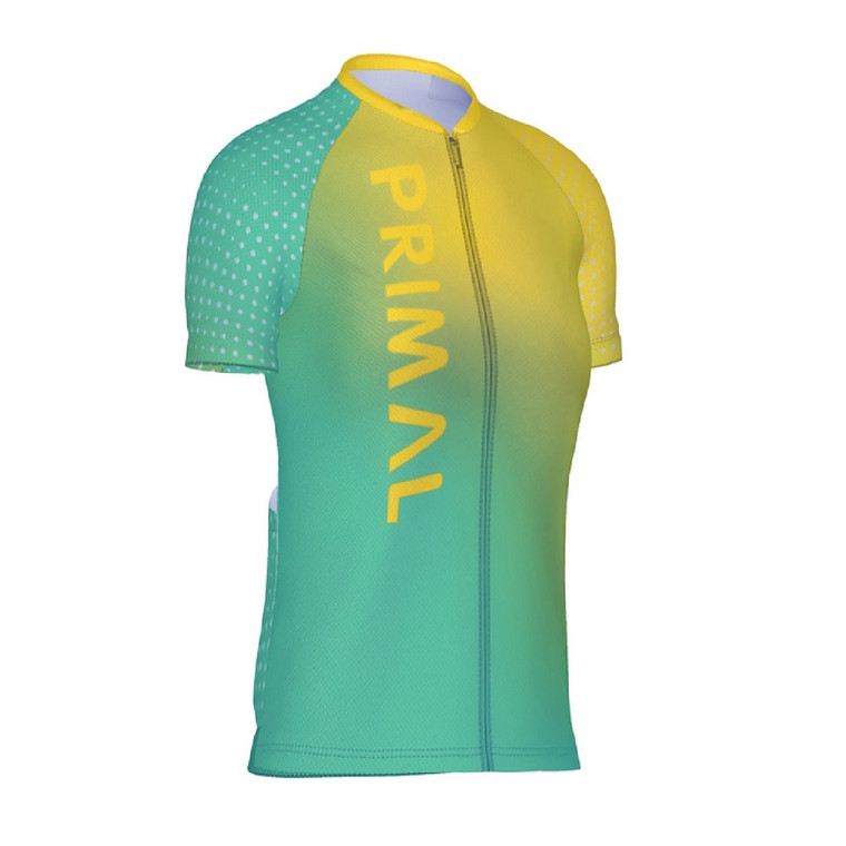 Primal Wear Yellow Reflective cycling jersey front BoyerCycling.com