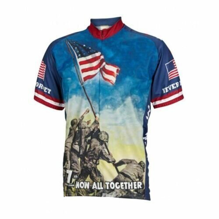 Cycling Jersey WW2 Iwo Jima Never Forget Short sleeve Full zip men's