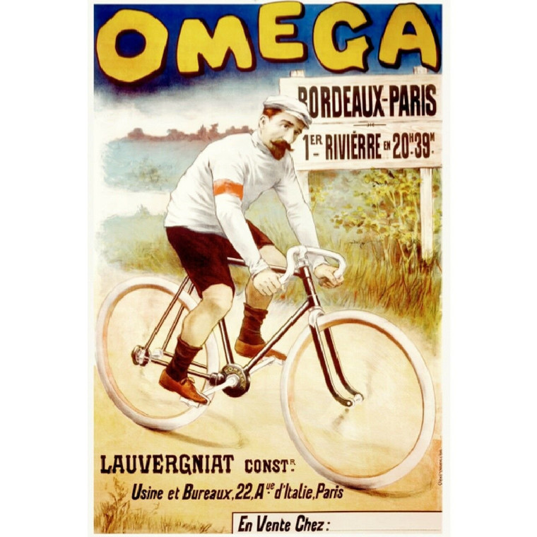 Cycling Poster Omega Bordeaux-Paris Bicycle Poster Fine Art Vintage 18" x 24"
