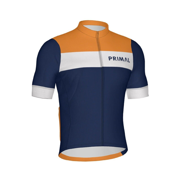 Men's Cycling Jersey Primal Accedo Blue/Orange Full Zip  Helix 2.0 Jersey