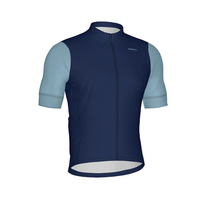 Cycling Jersey Primal Solid Blue Men's Helix 2.0 Jersey  Full Zip