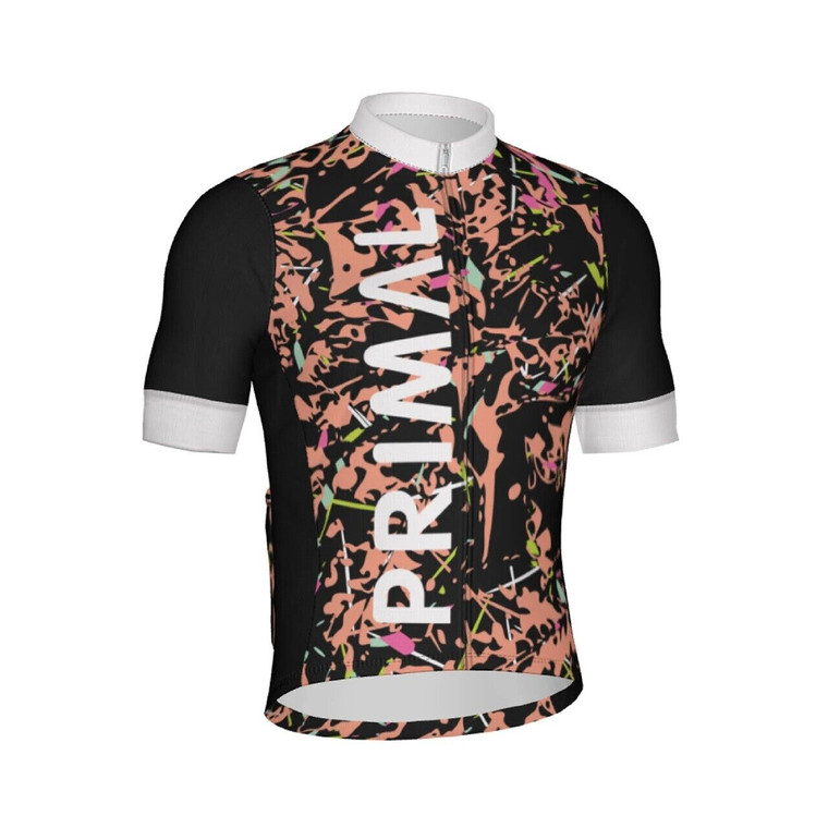 Men's Cycling Jersey Primal Coral Splatter Men's Helix 2.0 Full Zip
