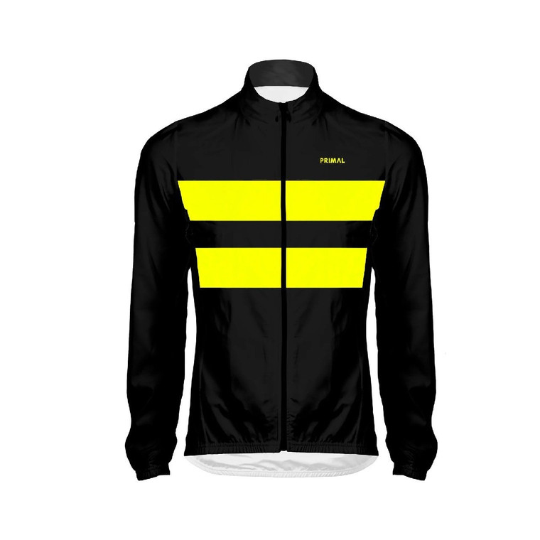 Cycling Wind Jacket Hi-Viz Yellow Stripe Men's front