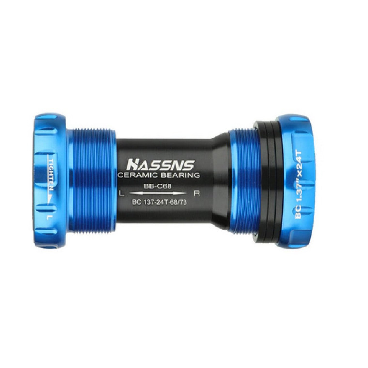 HASSNS Ceramic Bearing 68/73 Threaded Bottom Bracket for 24mm spindle-Blue