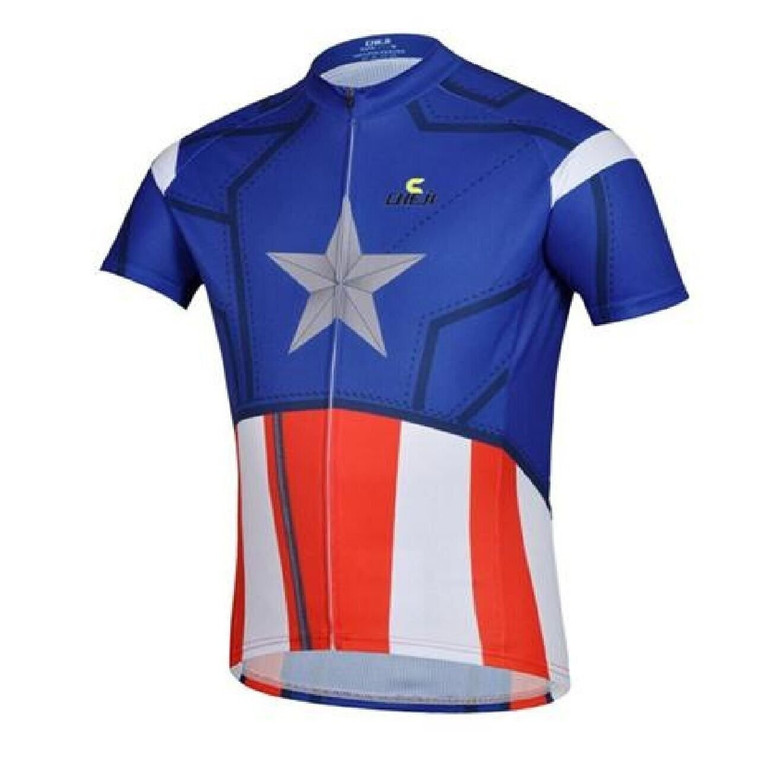 Cycling Jersey Cheji short sleeve full zip coolMax large red white blue