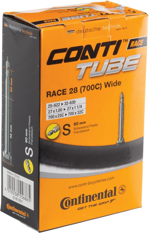 Continental R28 Training Presta Long Valve Inner Tube - Black, 700C x 25-32 C/60 mm