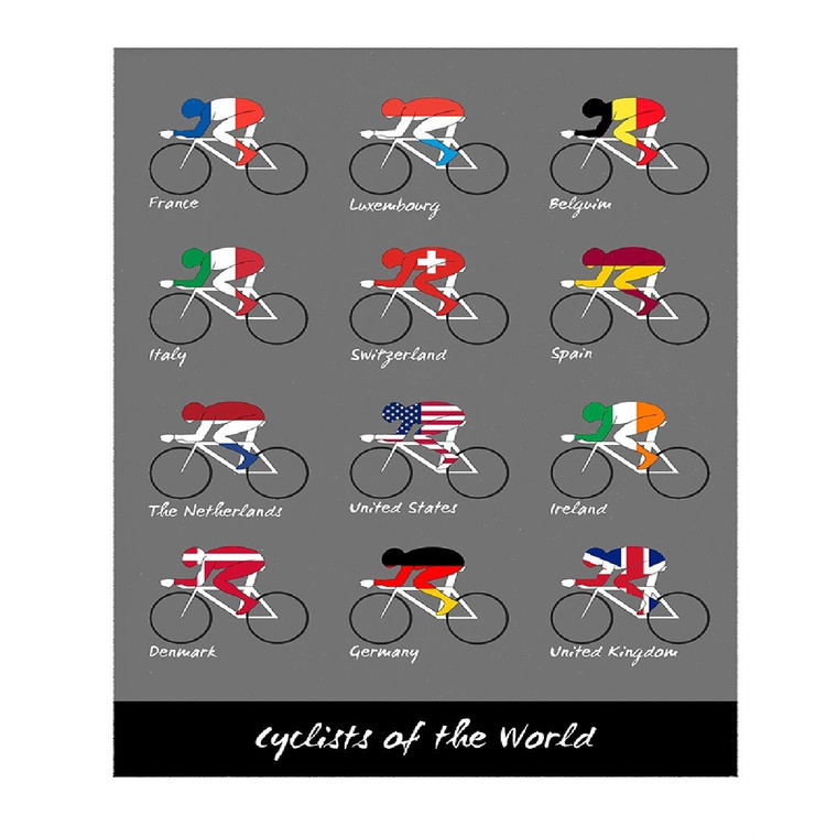 Cyclists of the World counties that won Tour de France Bicycle Poster