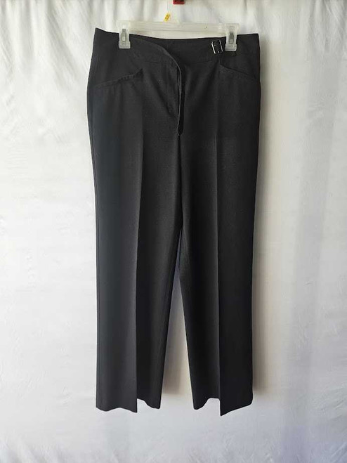 Larry Levine Stretch Black Trousers – Size 8 – Classic Fit with Buckle Detail