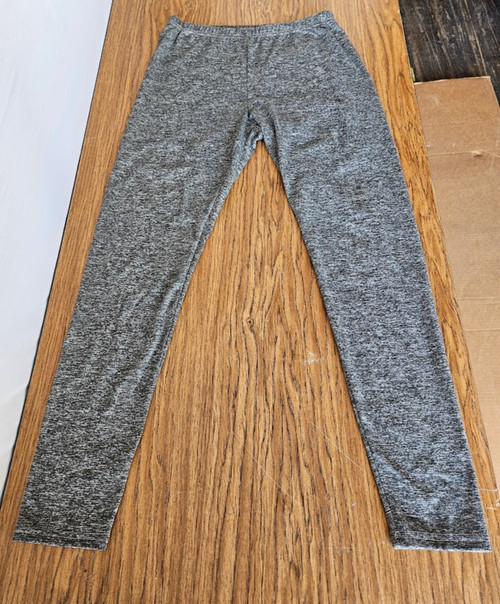 Women’s gray heather leggings. Size Large, polyester/spandex stretch blend, elastic waistband.
