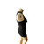 Dots Black Bodycon Mini Dress – Size L | Rhinestone Straps & Draped Racerback Fit