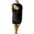 Dots Black Bodycon Mini Dress – Size L | Rhinestone Straps & Draped Racerback Fit