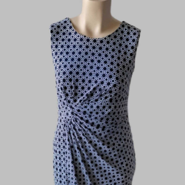 Enfocus Studio Women’s Dress – Size 14W | Blue Ruched Circle Print | Stretch Fit Enfocus Studio Women’s Dress – Size 14W | Blue Ruched Circle Print | Stretch Fit
