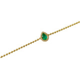 Gold Pear Shaped Diamond Emerald Ball Chain Bracelet