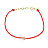 Gold Diamond Starburst Cord Bracelet - red