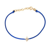 Gold Diamond Starburst Cord Bracelet - blue