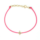 Gold Diamond Starburst Cord Bracelet - pink