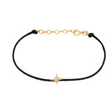 Gold Diamond Starburst Cord Bracelet - black