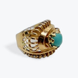 Vintage Gold and Turquoise Pinky Ring