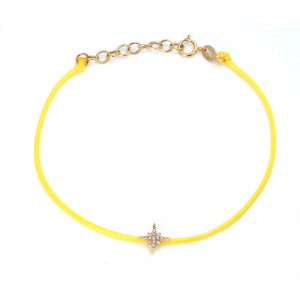 Gold Diamond Starburst Cord Bracelet - yellow