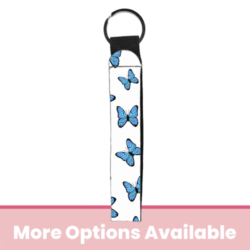Blue Butterflies Wristlet Key Chain
