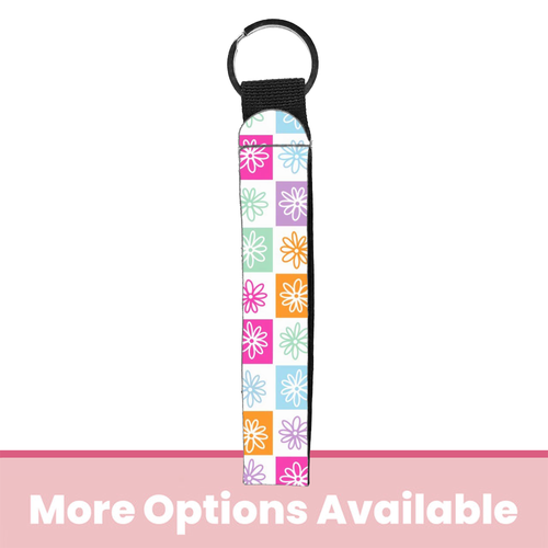 Flower Check Wristlet Key Chain