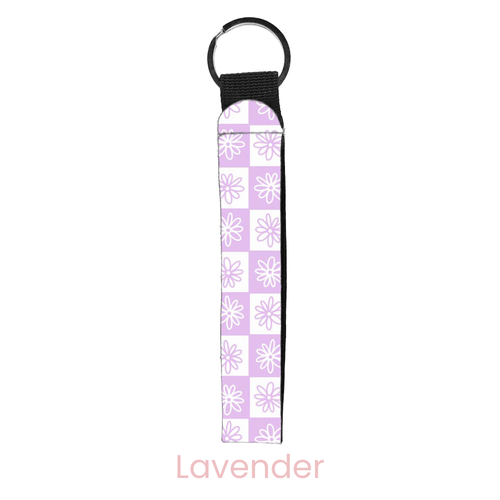 Flower Check Wristlet Key Chain