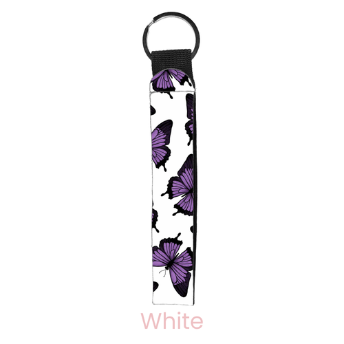 Purple Butterflies Wristlet Key Chain