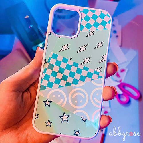 Teal & White Mash Up iPhone Case