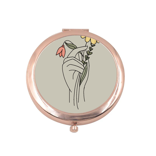 Flowers in Hand Compact Mirror