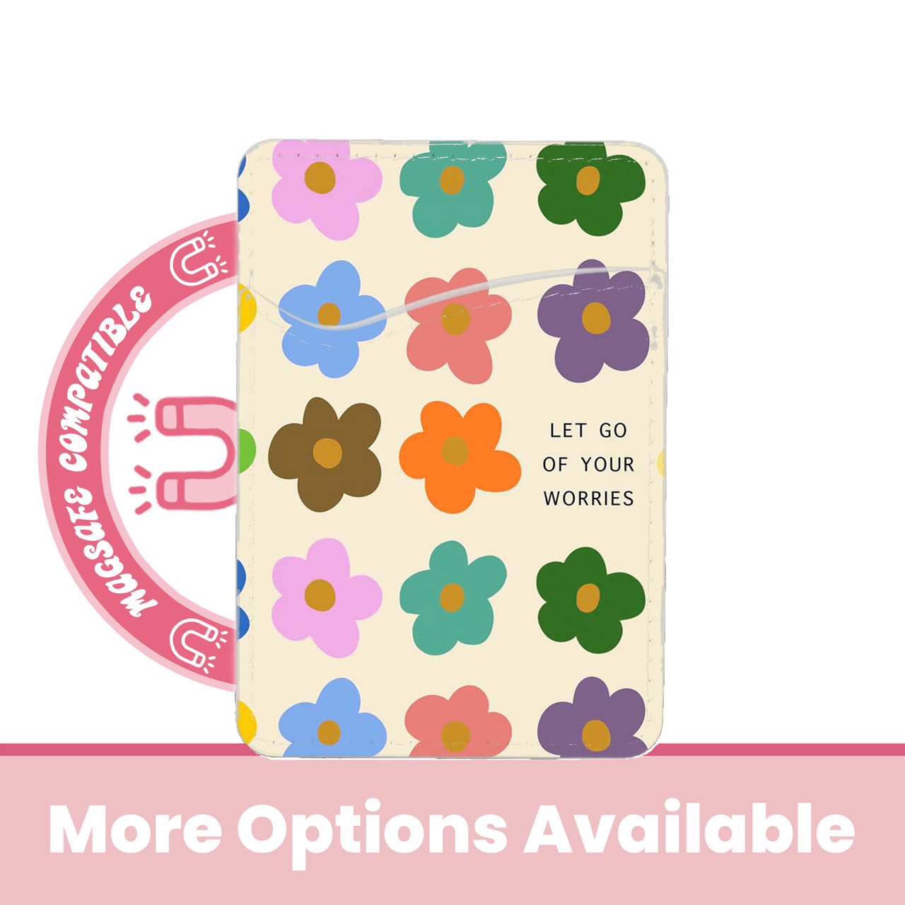 abbyrose Flower Thoughts MagSafe Card Holder Pocket for iPhone 12 13 14 15 16 - Picture 3 of 7