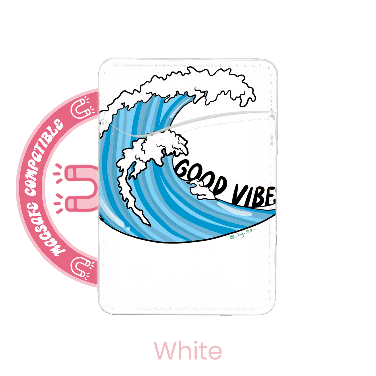 abbyrose Good Vibes Wave MagSafe Card Holder Pocket for iPhone 12 13 14 15 16 - Photo 4 sur 7